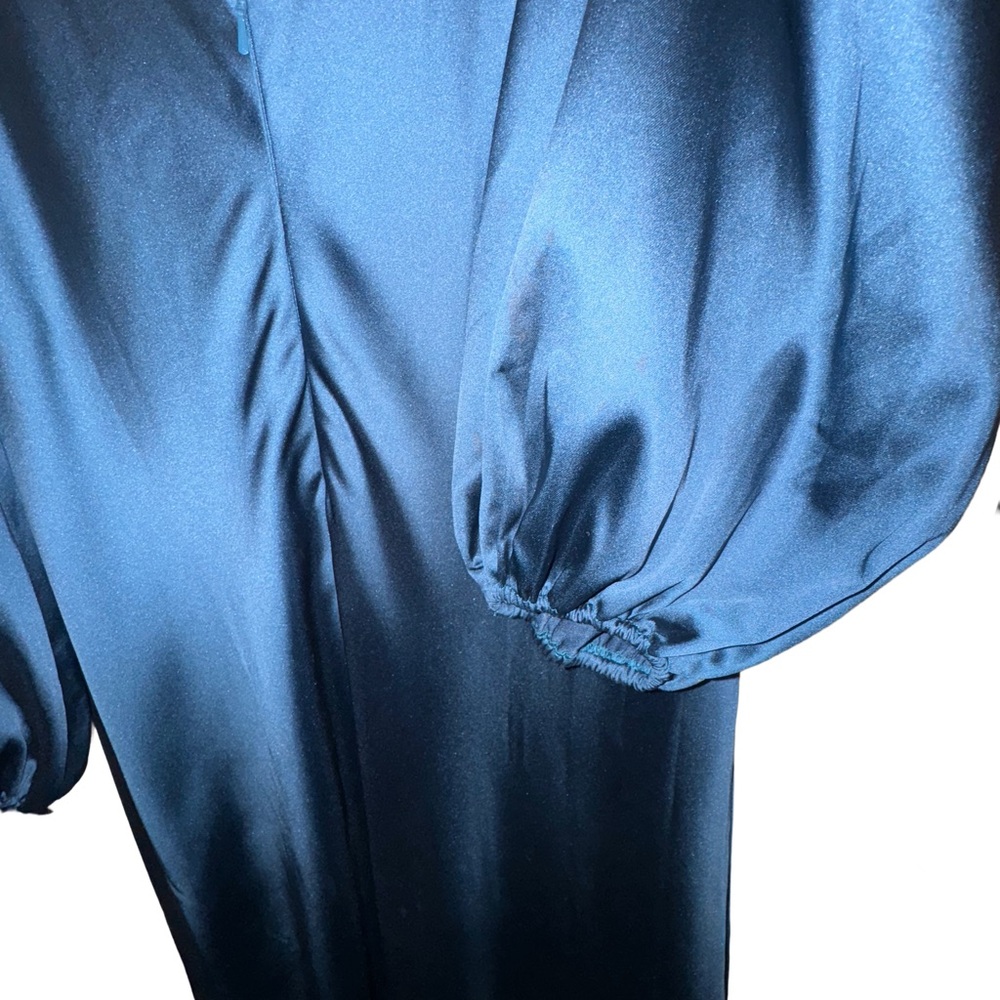 Mac Duggal Navy Long Sleeve Dress with Embellished Neckline, like new - Picture 3 of 5